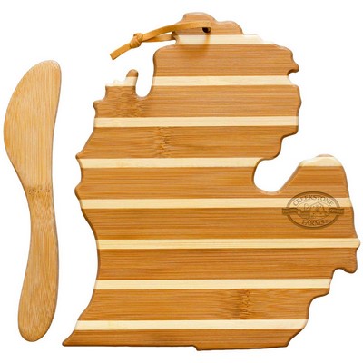 Michigan Charcuterie Board with Spreader Knife Gift Set