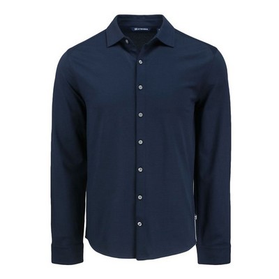 Cutter and Buck Advantage Eco Tri-Blend Pique Long Sleeve Knitted Button Up